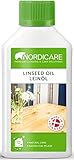 Nordicare Aceite de linaza [250ml] para la protección de la madera I Barniz de aceite de linaza para el interior I Aceite cocido de linaza para muebles, aceite de madera, aceite de lino