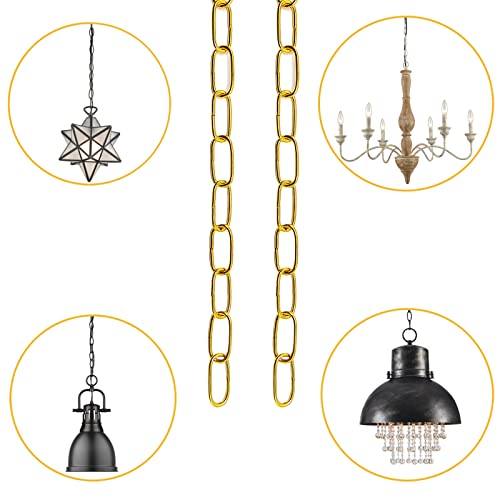 Ecudis 20 Feet Pendant Light Fixture Chain, Lighting Hanging Chain Extension Lighting Chain Replacement For Chandelier, Plants, Fruit Basket, Gold #TOP2
