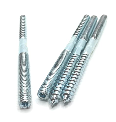 Image of Hanger Bolt M8x120 Silvery Double Headed Bolt Self-Tapping Screw with Hexagon for Furniture 12Pcs