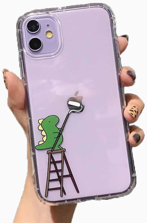 Funny Animal Dinosaur Clear Phone Case Compatible with iPhone Case (for iPhone 12 Pro Max,Brush)