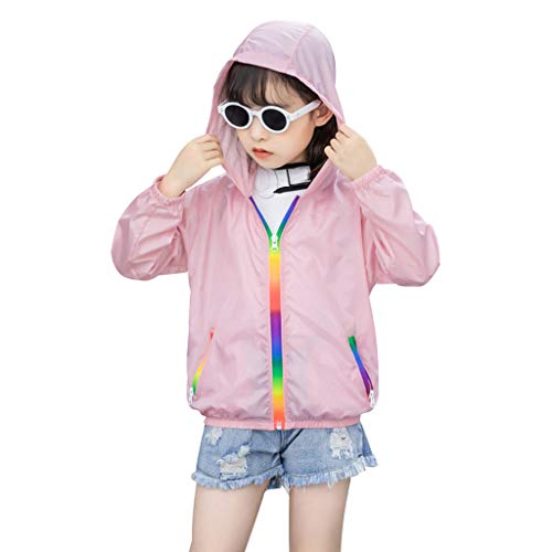 Rainbow Zipper Sun Protective Jackets for Kids Toddler UV Protection Sun Shirt Cooling Athletic Hooded Rash Guard2