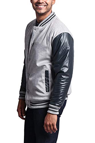 G-Style USA Men's Letterman Baseball Varsity JacketVJ100A - Grey/Charcoal - 2X-Large