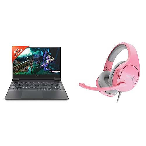 Image of HP Victus Gaming AMD Ryzen 5-5600H Processor 16.1 inch(40.9 cm) FHD Gaming Laptop & HyperX Cloud Stinger Pink
