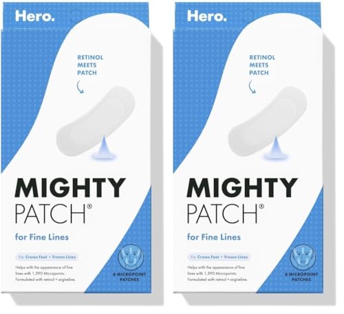 Mighty Patch HERO COSMETICS for Fine Lines Patches - Featuring Retinol and 1,390 dissolving Micropoint™ Points to Help Renew the Look of Skin (6 Count) (Pack of 2)
