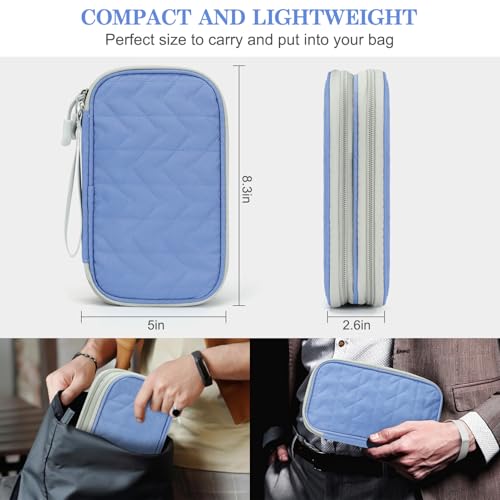Image of FYY Electronic Organizer, Travel Cable Organizer Bag Pouch Electronic Accessories Carry Case Portable Waterproof Double Layers All-in-One Storage Bag for Cable, Cord, Charger, Phone, Pattern Blue (M)