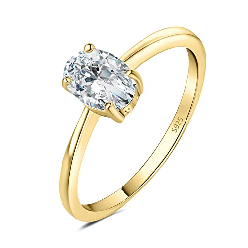 JewelryPalace Klassisch Ovalschliff 1ct Zirkonia Solitär Promise Ring Damen, Schmuck Set, Verlobungsring Damenring Silber 925 mit Stein für Frauen, Simulierte Diamant Jubiläum Eheringe Vergoldet 57 JewelryPalace Klassisch Ovalschliff 1ct Zirkonia Solitär Promise Ring Damen, Schmuck Set, Verlobungsring Damenring Silber 925 mit Stein für Frauen, Simulierte Diamant Jubiläum Eheringe Vergoldet 57