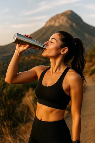 Image of KEMP DELIZIO Edition Stainless Steel Fridge Water Bottle 1000 ML | 1 L | Single Walled | Office | Gym | Travelling | Leak Proof LID | ECO Friendly | BPA Free | for Adult, Kids (Flora-6 Pack)