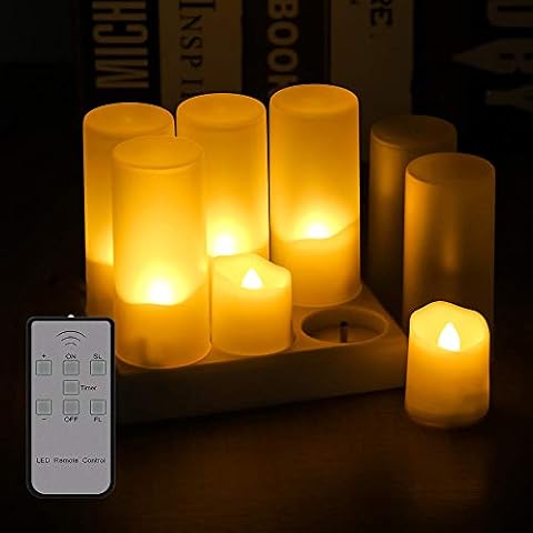 Rechargeable Flameless Candles, 6 Pcs Warm White Tea Lights with Remote & Timer, No Battery Needed Flickering Flameless LED Lights for Parties, Weddings, Bar, Family, Outdoor Picnic Decoration Cover