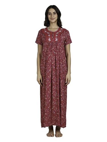 Image of 9shines Label Stylish Alpine Nighty Maxi for Women | Full Length Trendy Nightgown | Premium Nightdress | Nightwear | Embroidery Nighty with Pockets (2892)