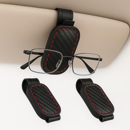 2 Stück Brillenhalter für Auto: Magnetischer Brillenhalter Auto aus Leder für Einhand Tragen - Auto Brillenhalterung für Ersatzbrille und Fahrten bei starkem Licht - Geeignet für Fahrer 2 Stück Brillenhalter für Auto: Magnetischer Brillenhalter Auto aus Leder für Einhand Tragen - Auto Brillenhalterung für Ersatzbrille und Fahrten bei starkem Licht - Geeignet für Fahrer