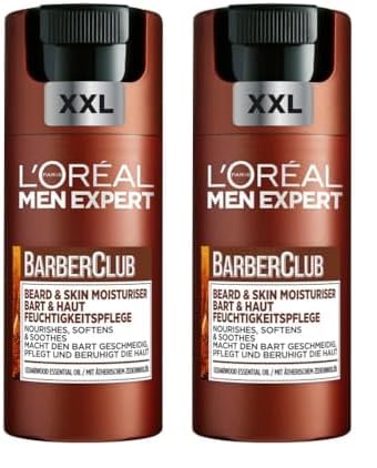 L'Oréal Men Expert Bart & Haut XXL Feuchtigkeitspflege für Männer, Gesichtscreme für den 3-Tage-Bart, Bartpflege für Herren mit Zedernholzöl, Barber Club, [Amazon Exclusive], 1 x 100 ml