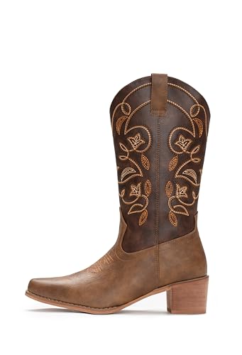 Image of IUV Cowboy Boots For Women Pointy Toe Women's Western Boots Cowgirl Boots Mid Calf Boots