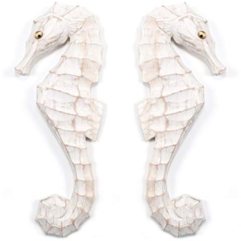T.I. Design Coastal Seahorses Pair White Wash Wall Art Cover