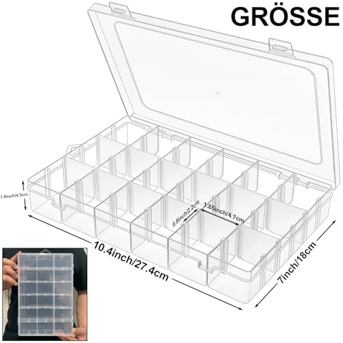 DARUITE Sortierboxen für Kleinteile, 18 Raster Aufbewahrungsbox mit Fächern – Ansicht 2