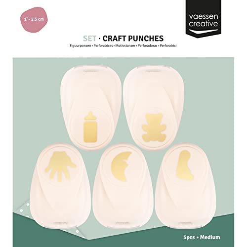 Vaessen Creative Craft Paper Punch, Baby, 5 Pcs, Various Sizes, Circle Cutter for Crafting and Card Making, Bear, Baby Bottle - Image 4