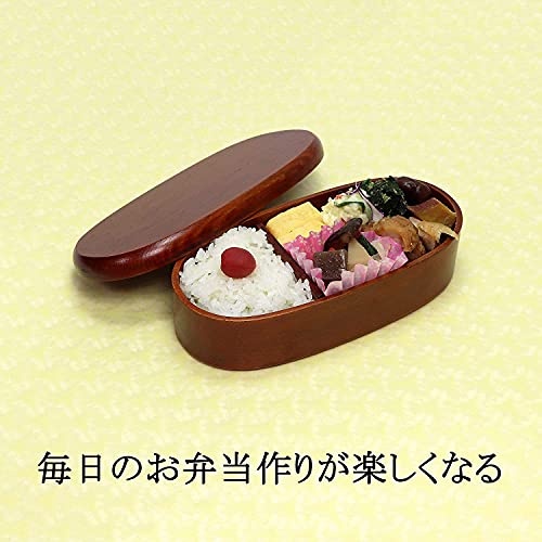 弁当箱 細長小判 杢地 摺り漆 1段 2枚目