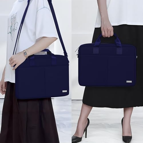 Image of GRIPP Hugo Laptop Sleeve Bag for Laptop /MacBook up to 14 Inch, Detachable Shoulder Strap, Carry Handle, Trolley Sleeve, Tablet Compartment, Multiple Organisers, Office and Travel Bag - Blue