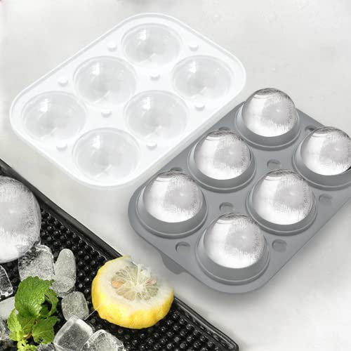 Image of 2 Pack Ice Cube Tray, 2 inch Sphere Ice Ball Mold with Lid & Large Square Maker