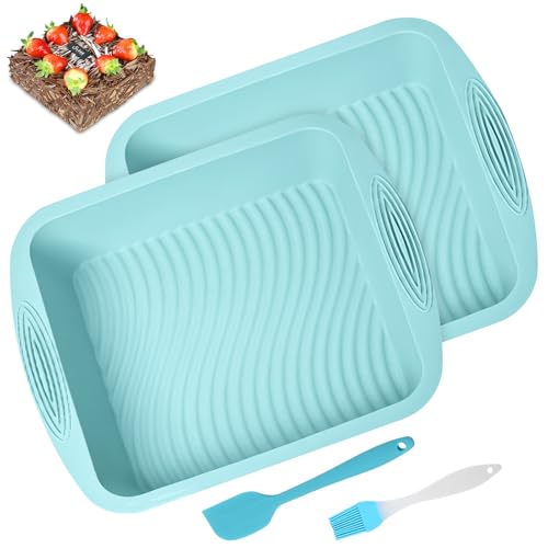 VAIGU:OA Molde de silicona para hornear brownie – 26,7 x 24,6 x 5,2 cm molde rectangular para brownie – moldes de silicona antiadherente para hornear – libre de BPA – Tiramisú y molde para tartas