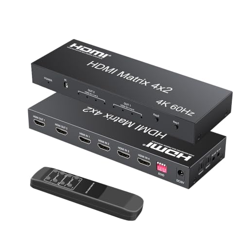 Amazon | HDMI 2.0 マトリックス 4入力2出力 UHD4K@60Hz 手動切替 音声