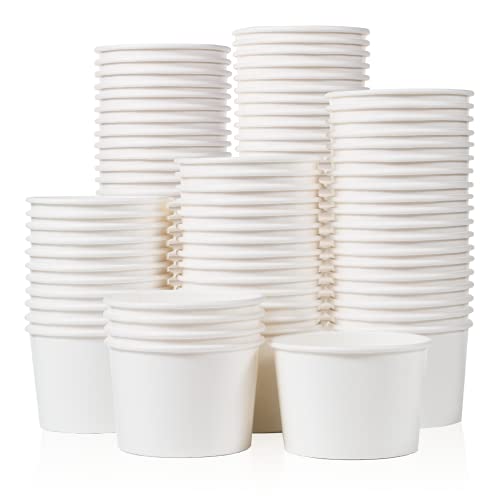 Matican N6J4 Paper Ice Cream Cups - 100-Count 9-Oz Disposable Dessert Bowls For Hot Or Cold Food, 9-Ounce Party Supplies Treat Cups For Sundae, Frozen Yogurt cover