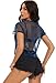 Mesh Tops for Women Short Sleeve Loose See Through Sheer Cover Up Blouse Clubwear (Metallic Shimmer Blue,2XL)