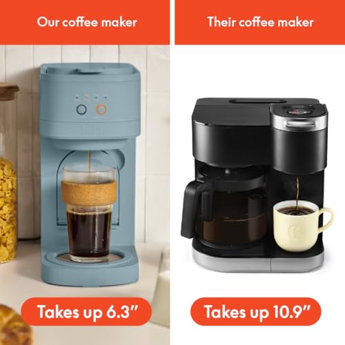 Image of BELLA VersaBrew 2-in1 Coffee Maker, K-Cup compatible, Brew 3 Sizes Carafes & Single Serve Cups, Dishwasher Safe Reusable Filter & Filter Holder, Iced Coffee Function, 60oz Tank, Surf