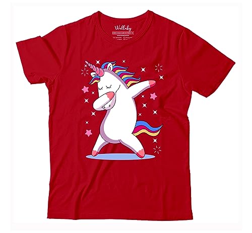 Image of Girls Cool Cute Dabbing Unicorn 100% Cotton Unisex Kids T-Shirt