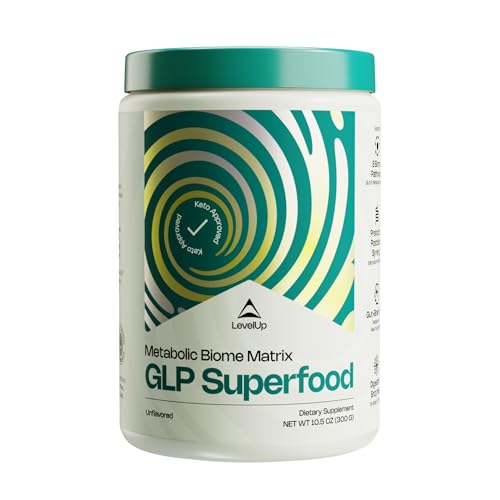 LevelUp® GLP Superfood – with Akkermansia Probiotic, Prebiotics, Postbiotics, Digestive Enzymes & Polyphenols | Fiber-Powered Gut Drink | Keto, Vegan, Zero Sugar (Unflavored)