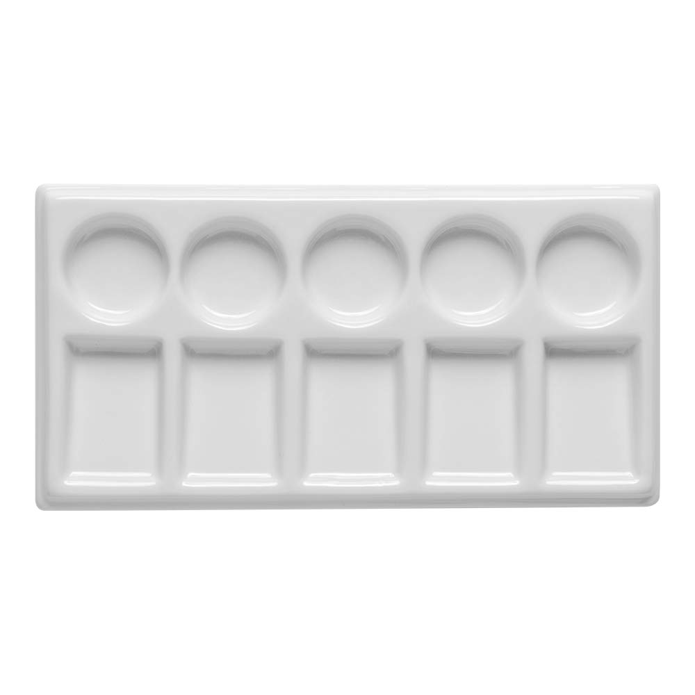 Jackson's : Ceramic Palette : Slant 10 Well : 3.5x7in (APX.9x18cm)