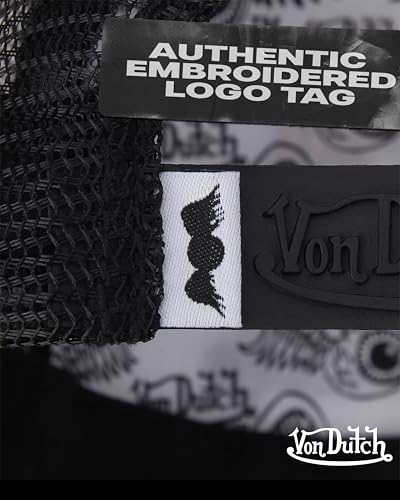 Image of Von Dutch Monogram Trucker Cap - Retro Snapback Cap for Men and Women - Adjustable Snap Fit Panel, Mesh Rear, Curved Bill