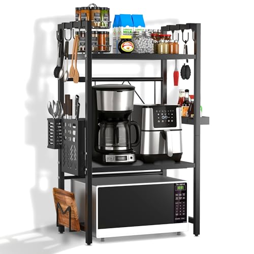 Unique Impression Ausziehbares 3-stöckiges Mikrowellenregal – 2 Regale, Mikrowellenständer für die Küchentheke – Gestell für Heißluftfritteuse, Toaster und Kaffeemaschine
