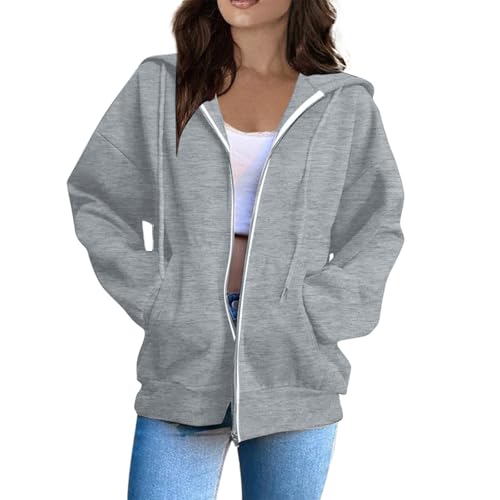 Elneeya Women's Zip Up Hoodie Y2K Office Travel Oversized Sweatshirts - image 1