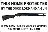 Photo Gallery thihome - targa in metallo retrò con scritta "protected by theood lord and aunhotgun", per casa, grotta, garage, bar, club, decorazione da parete, 20 x 30 cm Photo Gallery thihome - targa in metallo retrò con scritta "protected by theood lord and aunhotgun", per casa, grotta, garage, bar, club, decorazione da parete, 20 x 30 cm