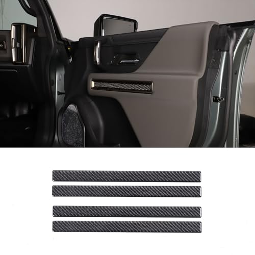 Yinanlutos Inner Door Panel Trim Strip Compatible with Hummer EV 2024 2025 2026 Accessories Soft Carbon Fiber Front Rear Door Panel Trim Sticker 4PCS Interior Decoration Accessories (Black)