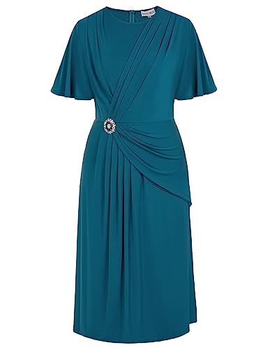 Cocktailkleid Damen Elegant Große Größen Rüschenärmel Cocktail Kleider...