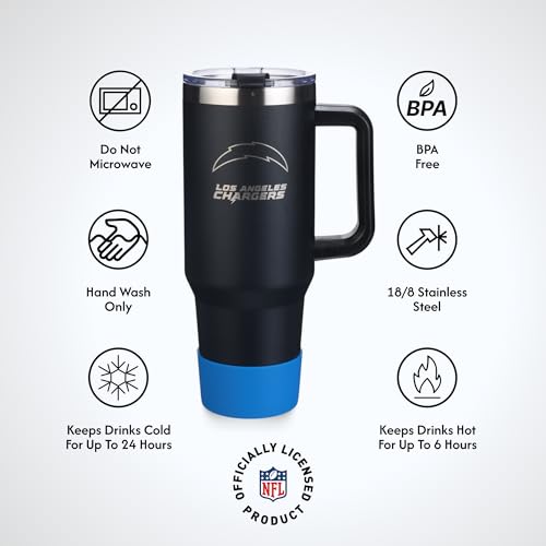 Image of The Memory Company NFL 40oz Game Day Tumbler - Premium Stainless Steel Double-Wall Vacuum Insulated Travel Cup with Removable Silicone Base , Laser Engraved Team Logo, Hot & Cold Drinks
