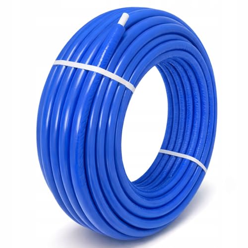 Mehrschichtverbundrohr Ø 16x2 mm – 50 m Rolle mit 6 mm blauer PE-Schaum-Umhüllung, isoliertes Rohr für Heizung, Fußbodenheizung & Sanitär, langlebig und flexibel