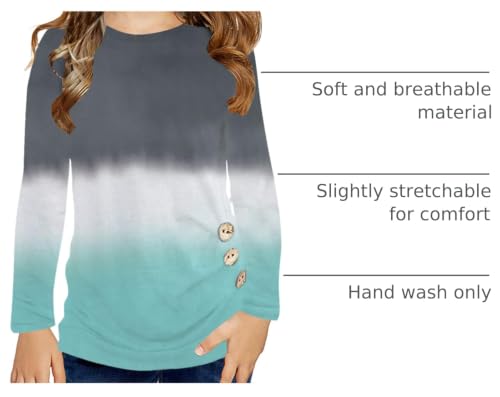 Image of Ecokauer Girls Casual Tunic Tops Knot Front Long Sleeve Loose Soft Blouse T-Shirt Size 4-13