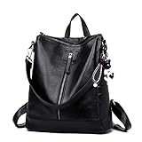 DEERWORD Damen Rucksack Handtaschen Elegant Anti Diebstahl Frau Stadtrucksack Henkeltaschen Tagesrucksack Schwarz