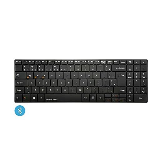 Teclado Sem Fio Slim Conexão Bluetooth Multimídia Teclas Scissor Preto - TC220