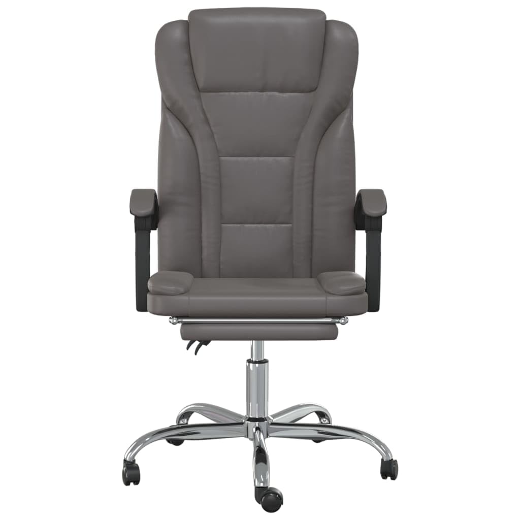 Silla de oficina con función reclinable, piel sintética, respaldo ajustable, altura y función giratoria de 360 grados, silla de escritorio con reposapiés y ruedas para oficina en casa