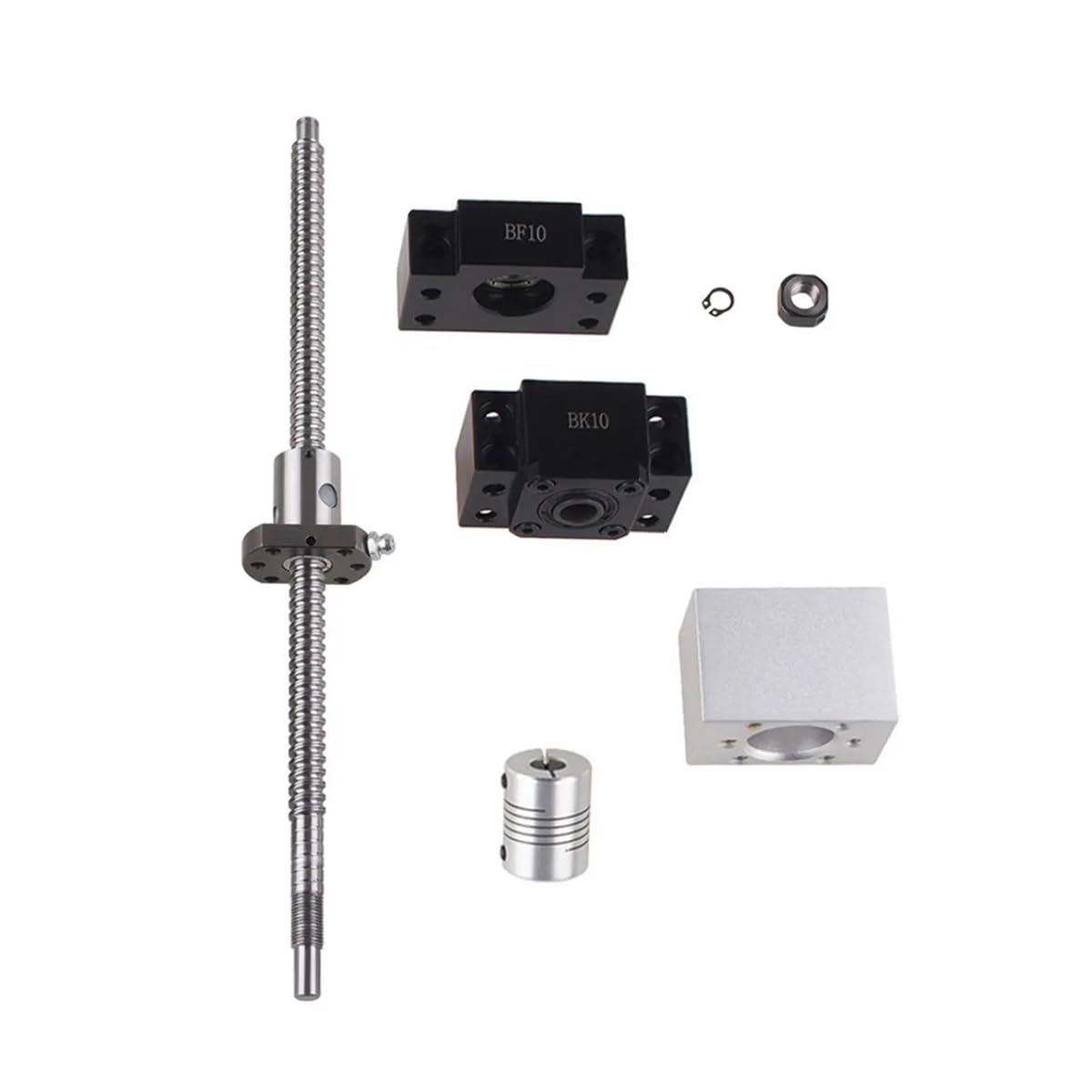 12-mm-Kugelumlaufspindel/SFU1204-Kugelumlaufspindel-Kit 200–1000 mm mit Kugelmutter + BFBK10 + 1204-Mutterngehäuse + Kupplung D20L25, passend for CNC-3D-Drucker(Sfu1204 kit,700mm)