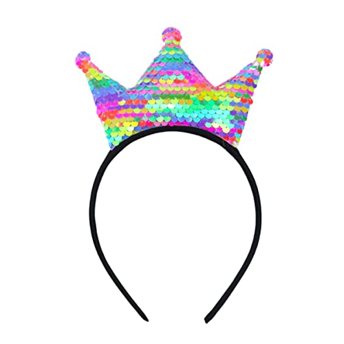 Totelux Girls Headband Sequins Crown Hair Bands Glitter Crowns Hair Hoop Women Fashion Hair Accessories For Wedding Birthday Party Favors Headdress Decoration Supplies Gift (Pink Colorful) #TOP15