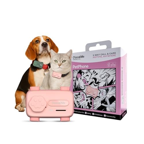 GlocalMe PetPhone for Dog and Cat, Support Play Music and Two-Way Call, Pet Community and AI Health Alerts, Real Time Tracking and Virtual Fence, Unli
