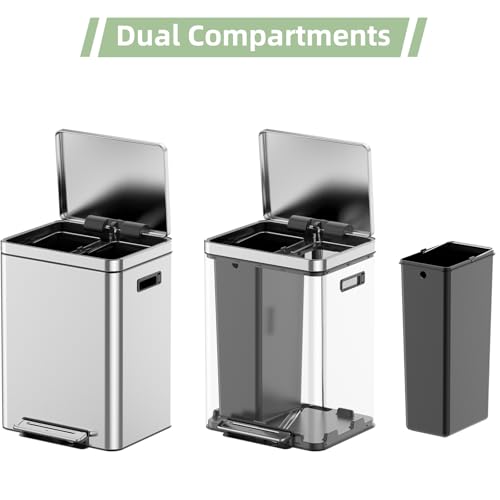 Caneca de basura rectangular de acero inoxidable, pack x2 miniatura 3