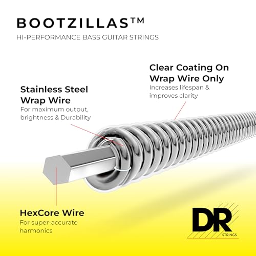 Cordes basse 5 cordes DR Strings Bootzillas pour slap et sustain