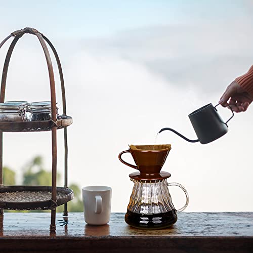Elldoo Ceramic Pour Over Coffee Dripper, Coffee Dripper Cone Brewer, Pour Over Cone Coffee Maker Slow Brewing Accessories For Home Office Cafe, 2 Cup Size, Brown #TOP5