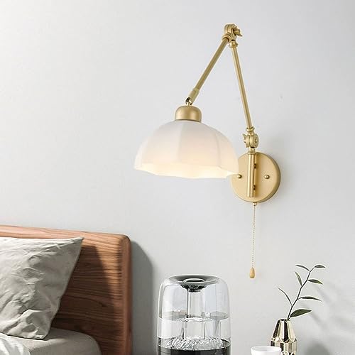 Aplique de pared con brazo oscilante ajustable e interruptor para lectura cómoda 4