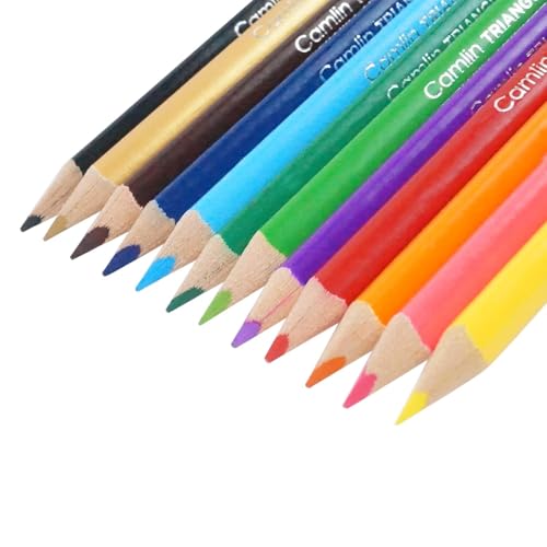 Image of Camel 12 Shades Premium Triangular Colour Pencils - Vibrant Multicolor Shades | Soft, Smooth & Break-Resistant Leads | Ideal for Drawing, Sketching, Coloring & School Art Projects